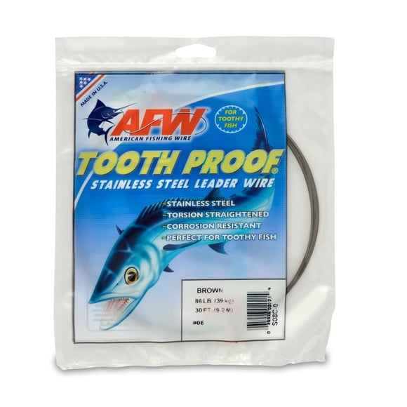 Prueba Leader Wire AFW de acero inoxidable #8, 39 kg, a prueba de dientes