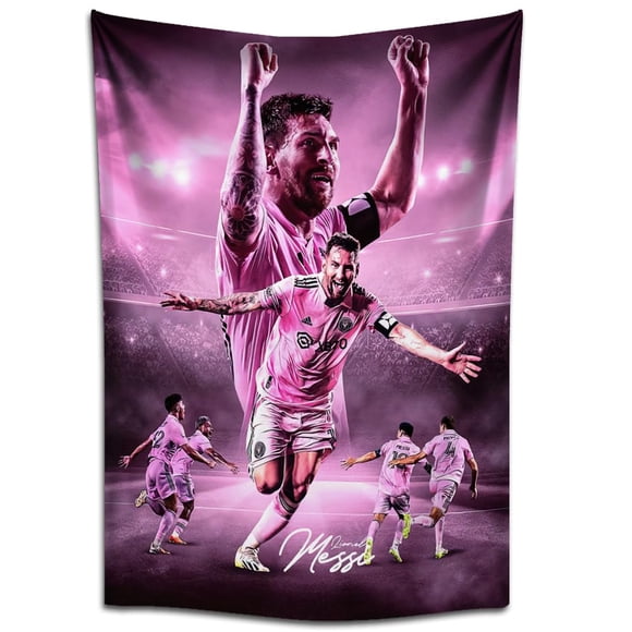 Tapiz de pared IDOLUSTER Lionel Messi firmado 70 x 100 cm