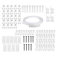 Magideal - Juego De Rieles Para Cortina De Techo Soportes De Montaje Rodillos Ganchos Accesorios De Montaje Para Baño Sala De Estar Balcón Separador De Ambientes , 500 Cm 500Cm