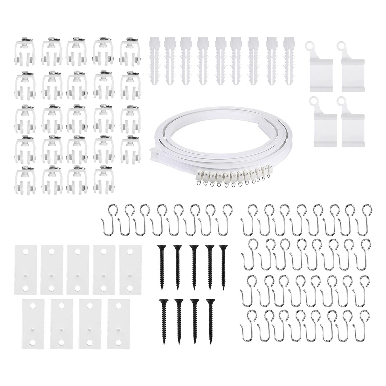 Magideal - Juego De Rieles Para Cortina De Techo Soportes De Montaje Rodillos Ganchos Accesorios De Montaje Para Baño Sala De Estar Balcón Separador De Ambientes , 500 Cm 500cm