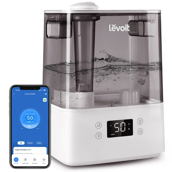 Humidificador inteligente LEVOIT para dormitorio, habitación grande, hogar, 6 litros, gris