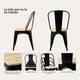 thumbnail image 3 of Pack 4 Sillas Comedor Terraza Exterior Tolix Metal Madera Natural Apilables Industrial Negras, 3 of 8