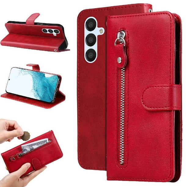 Funda con Cremallera para Samsung Galaxy A54 5G, Carcasa Cartera de Cuero PU con Soporte y Tarjetero