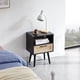 thumbnail image 1 of 15.75" Rattan End table with drawer and solid wood legs, Modern nightstand, side table for living room, bedroom, black, 1 of 3
