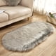 thumbnail image 1 of Xiao Hua Alfombra ovalada gris claro de 1 pieza (50×80 cm) - Alfombra de felpa para sala de estar, lavable, suave para dormitorio, antideslizante, ovalada, de acrílico duradero con forro de gamuza., 1 of 3