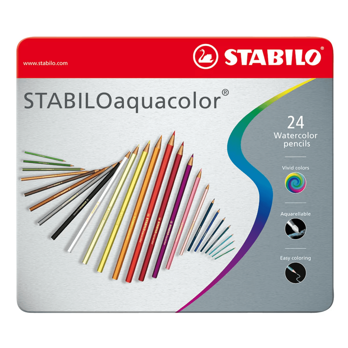 Stabilo 24 Lapices.aqua Color Caja Metalica