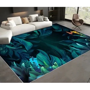 Casadeliacl - Alfombra 180X200 Moderna Elegante Decorativa Tf 2 M / 1.8 M / Hojas / Azul Marino