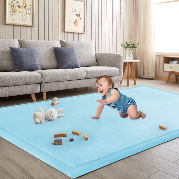 Alfombra de juego ILPEOD 200 × 350 cm 3,5 cm de espuma gruesa color azul hielo