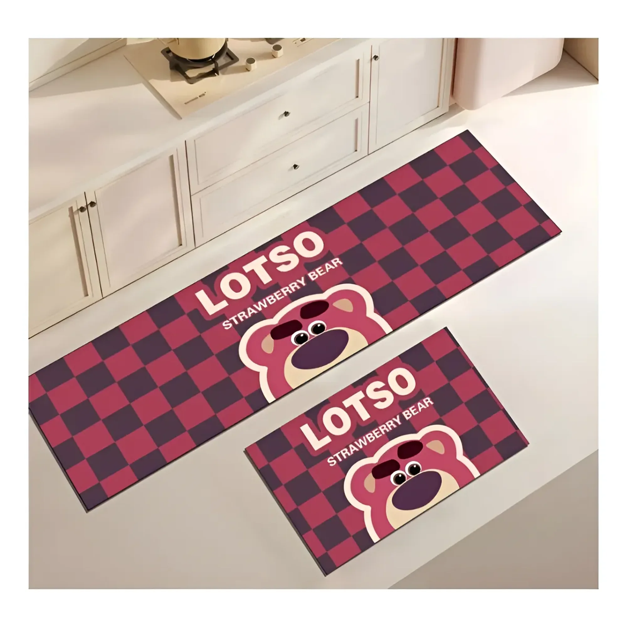 Casadeliacl - Alfombra De Cocina Antideslizantes Y Lavables Burdeo Osito