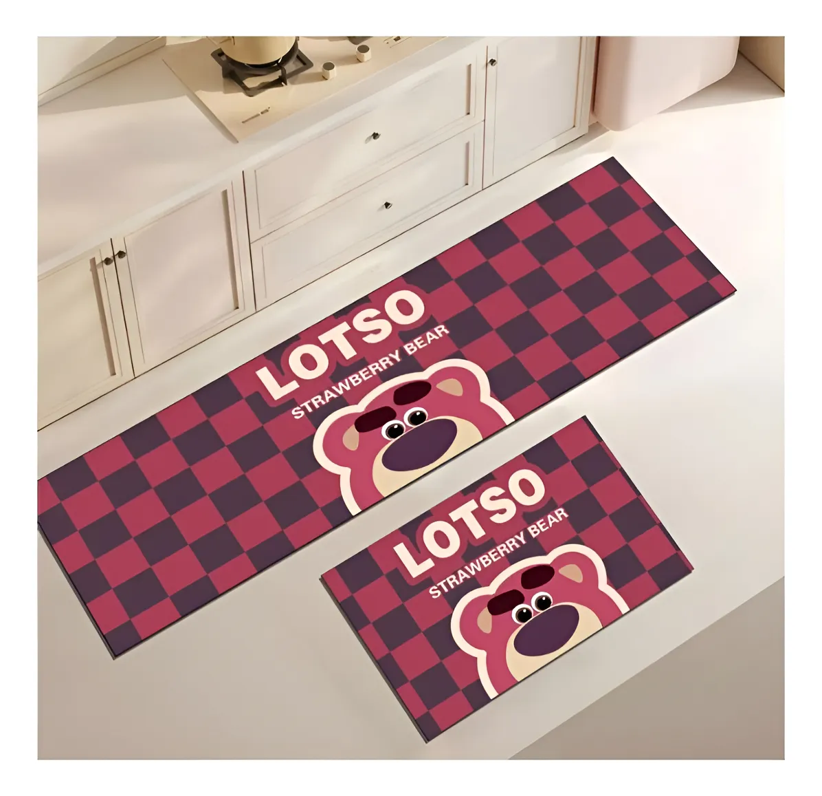 Casadeliacl - Alfombra De Cocina Antideslizantes Y Lavables Burdeo Osito