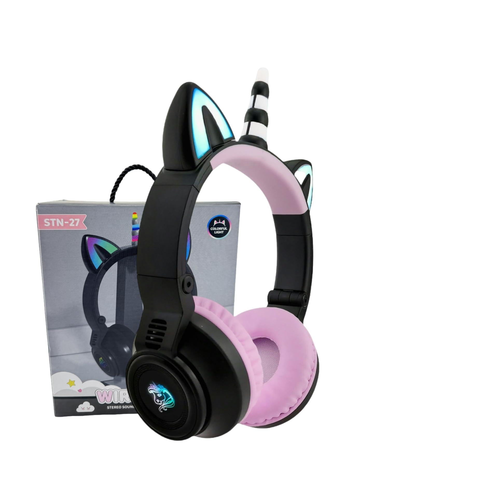 Auriculares Yusonic Unicorn Kids Bluetooth Plegables Con Luz