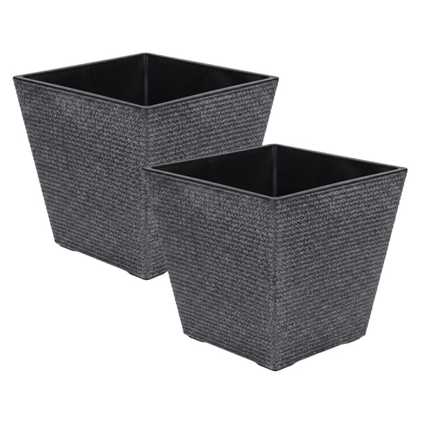 Set 2 Macetero Plastico Bajo Premium Base Cuadrada Conica M azul