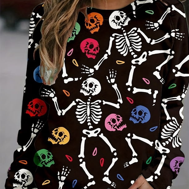 Women's Halloween Pumpkin Print Sweatshirt - Casual Long Sleeve Pullover for Comfortable and Stylish Look