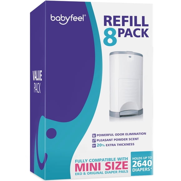 Recargas Para Cubo De Pañales Dekor Mini Paquete De 8 Gruesas Y Sin Olor