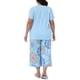 thumbnail image 3 of Agnes Orinda Conjunto de Pijamas de Dos Piezas para Mujer de Talla Grande con Camiseta de Manga Corta y Pantalones Estampados 4X Azul, 3 of 6
