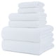 thumbnail image 1 of Juego de toallas de baño POLYTE de microfibra de secado rápido de gran tamaño, 6 unidades, color blanco, 1 of 5
