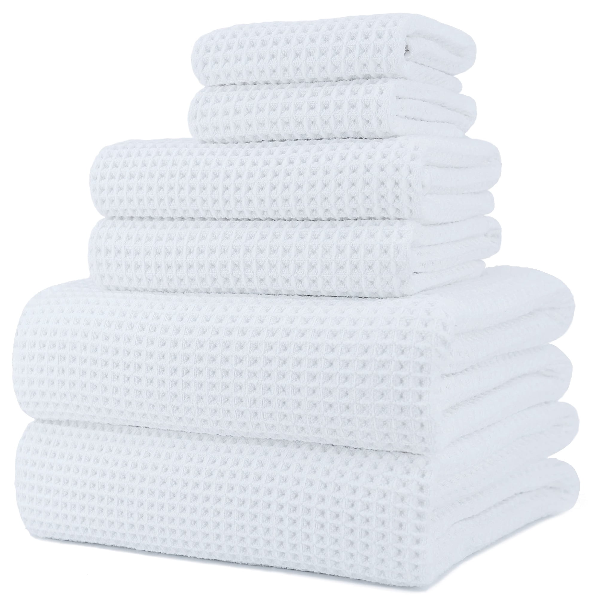 Juego De Toallas De Baño Polyte De Microfibra De Secado Rápido De Gran Tamaño, 6 Unidades, Color Blanco