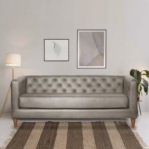 Latam Home - Sofá Brescia 3C Cuero Kentucky Gris