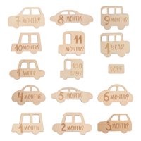 Magideal - 15 Tarjetas De Hito Mensual Para Bebé, Tarjetas De Madera De Hito Mensual Para Bebé De Doble Cara Para Accesorios De Fotografía, Regalos De Para