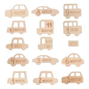 Magideal - 15 Tarjetas De Hito Mensual Para Bebé, Tarjetas De Madera De Hito Mensual Para Bebé De Doble Cara Para Accesorios De Fotografía, Regalos De Para