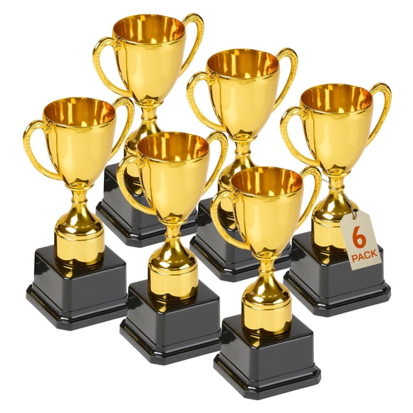 Juego de 6 copas de trofeo doradas Playbees de 18 cm