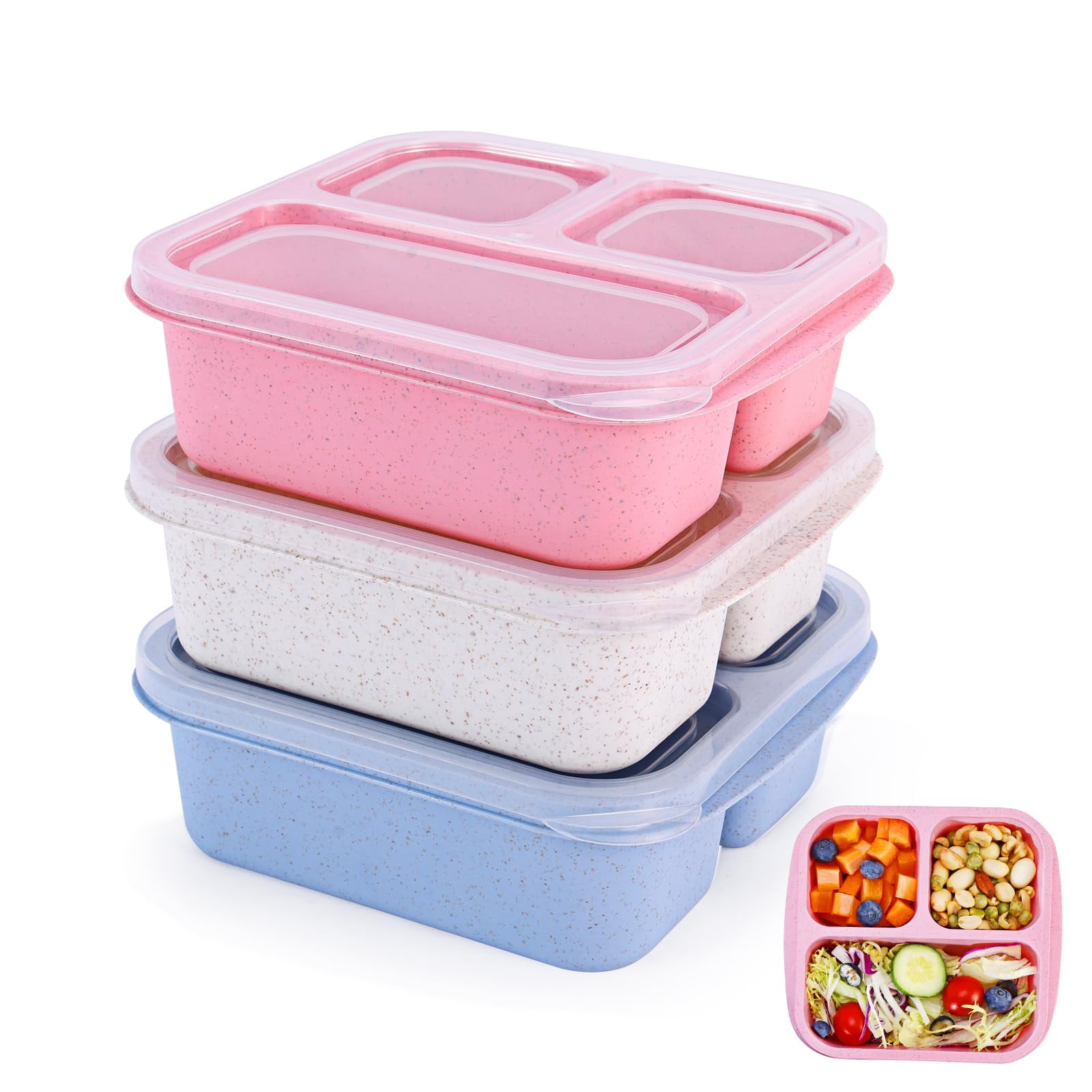 Snack Bento Box Rinwoc Bento Box [tamaño De Porción], Paquete De 3