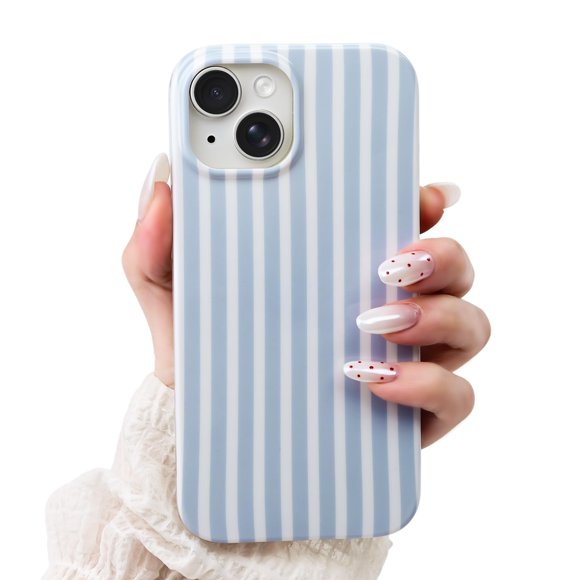 Funda SleekCover para iPhone 15 de 6,1" azul a rayas