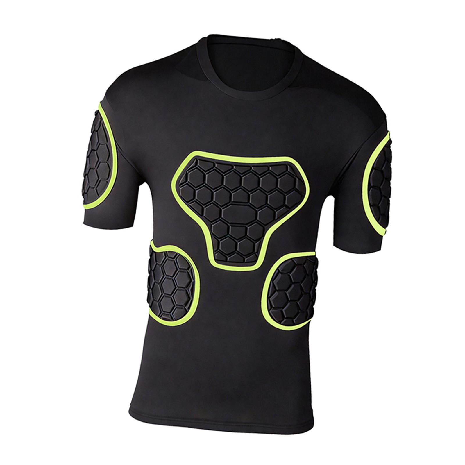 Magideal - Camiseta De Compresión De Fútbol Para Hombre Con Acolchado De Eva, Manga Corta, Cómoda, Versátil Y Ergonómica Para Deportes, Con Protección Para Las C Talla S