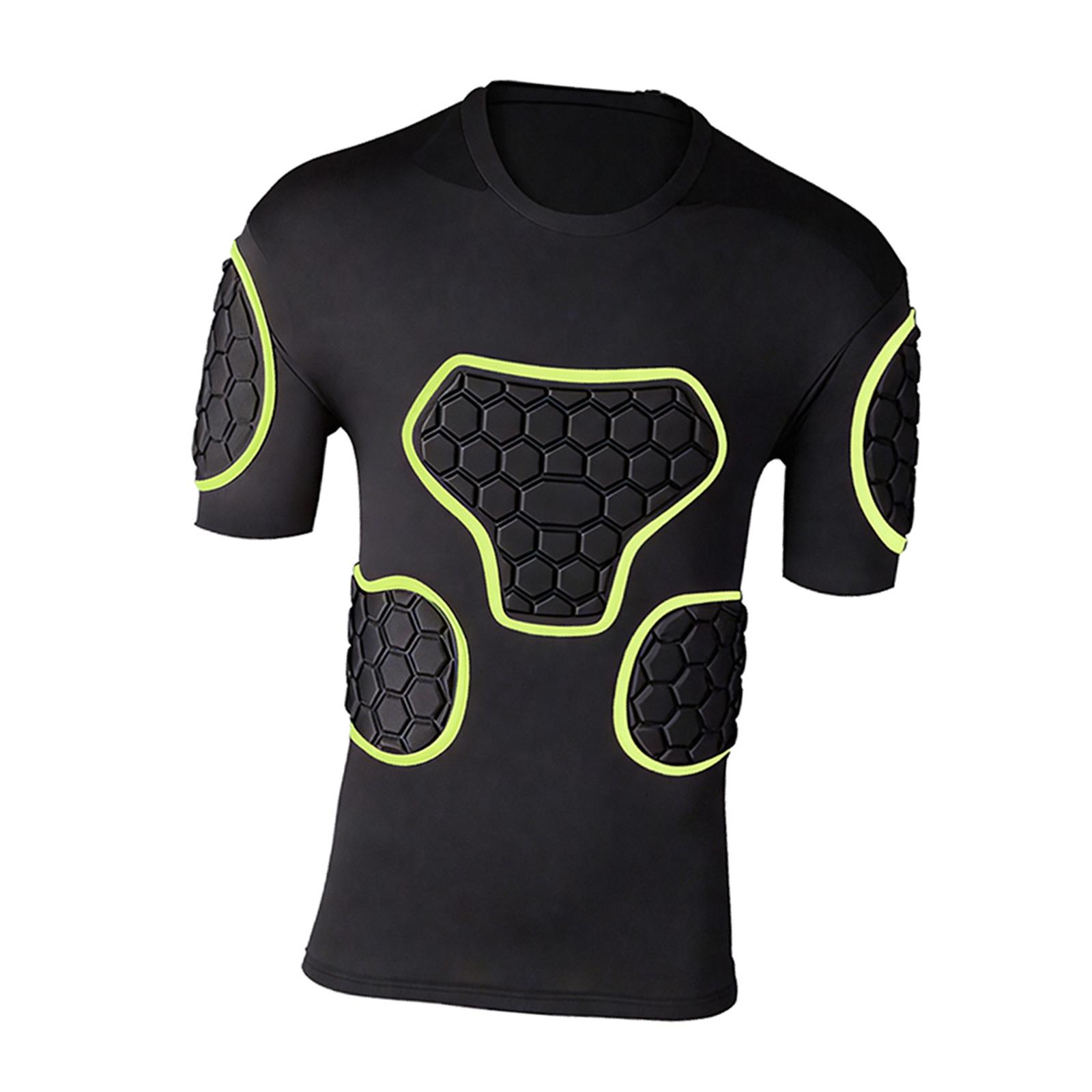 Magideal - Camiseta De Compresión De Fútbol Para Hombre Con Acolchado De Eva, Manga Corta, Cómoda, Versátil Y Ergonómica Para Deportes, Con Protección Para Las C Talla S