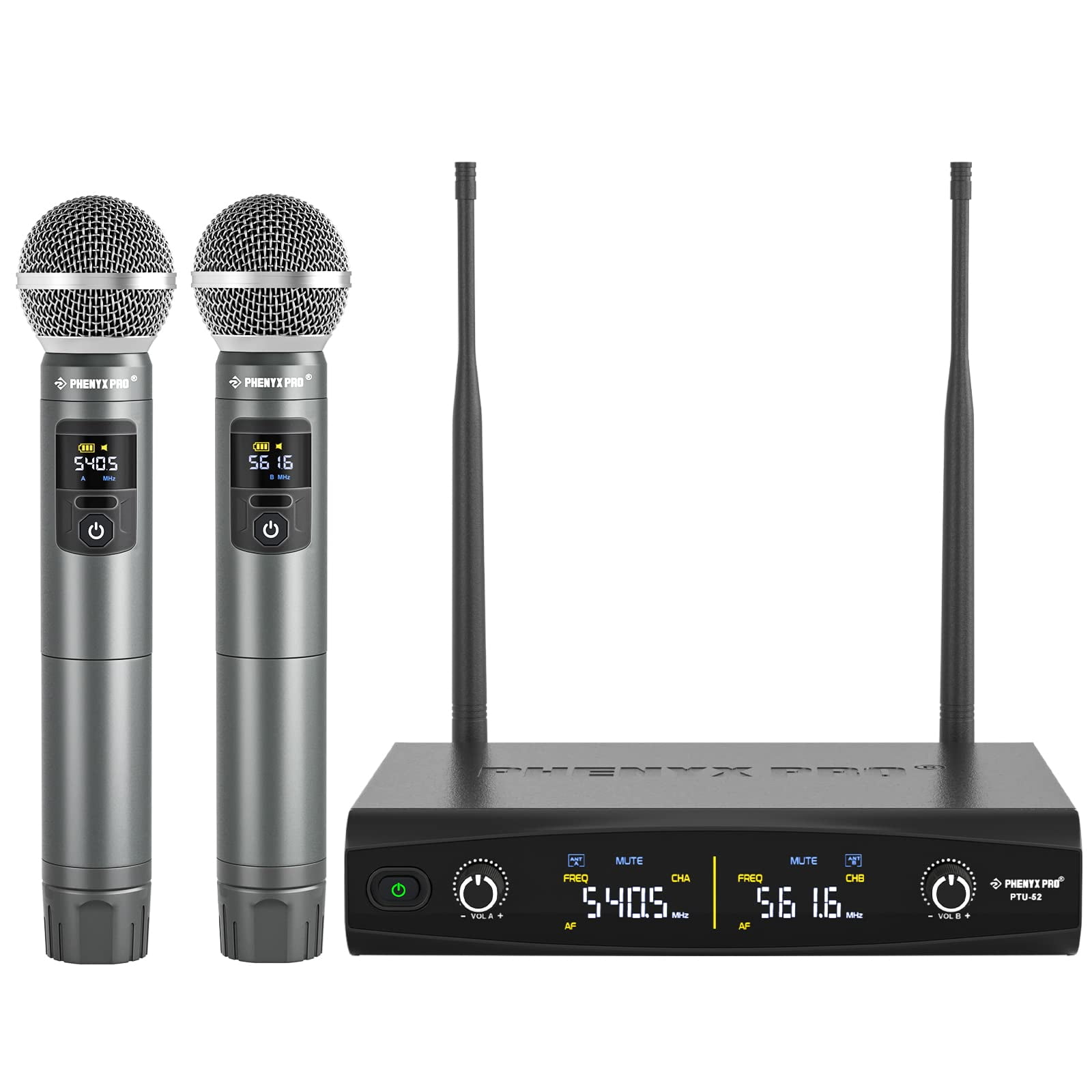 Sistema De Micrófono Inalámbrico Phenyx Pro Ptu-52-2h 2x30 Uhf