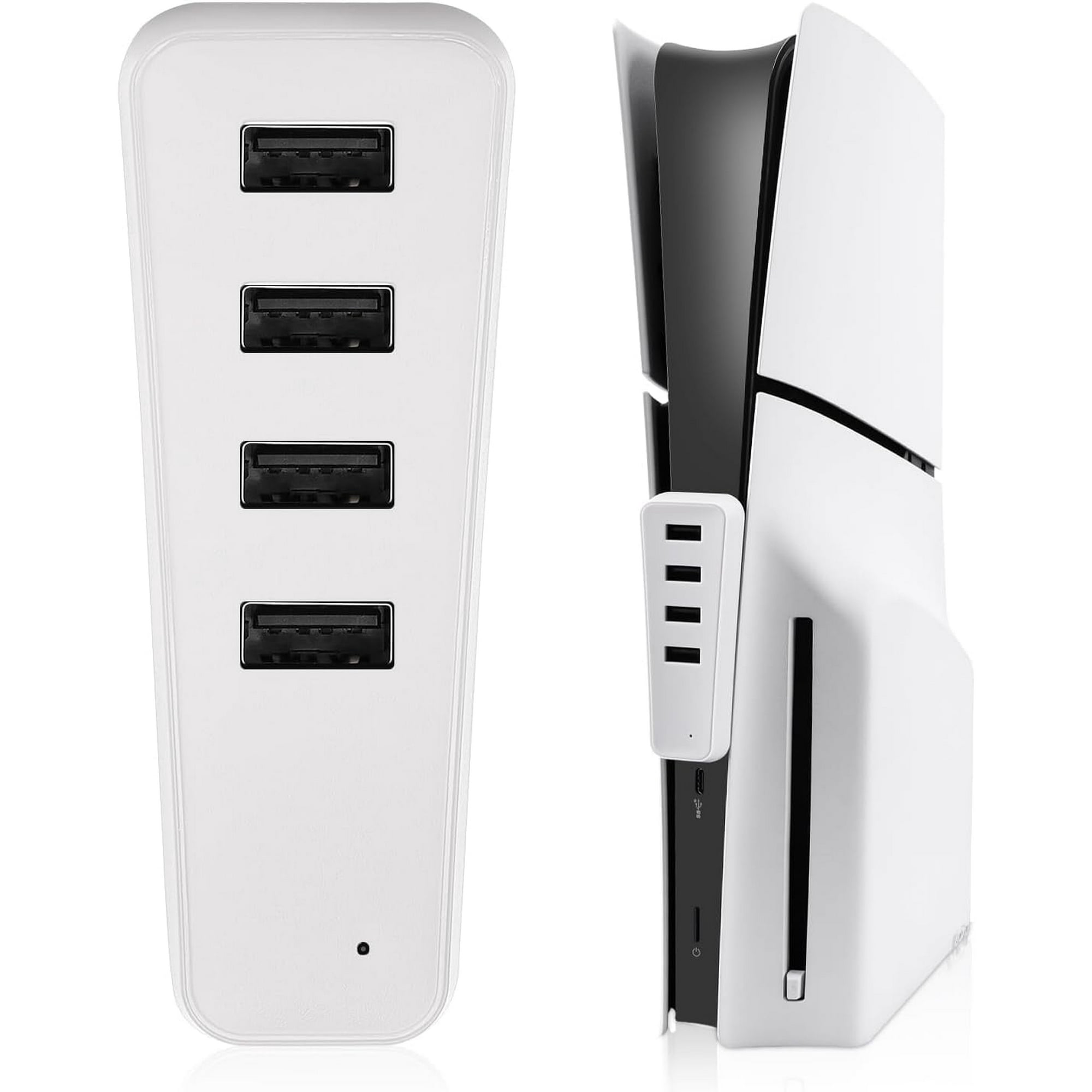 Hub Aaronmei Para Ps5 Slim 4 Puertos Usb + 1 Puerto Tipo C Blanco