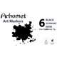 thumbnail image 5 of Marcadores de Alcohol Arhomet 6 unidades Negro con Puntas Dobles - Set de Arte, 5 of 7
