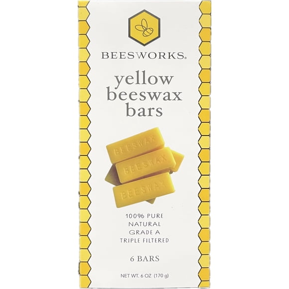 Barras de cera de abejas BEESWORKS, amarillas, 100% puras, de grado cosmético, 6 x 30 ml