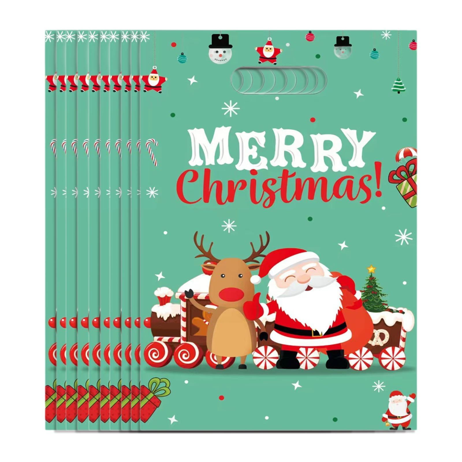 Magideal - 10x Bolsa De Regalo De Navidad Bolsa De Mano Bolsa De Mano Decoración Bolsa De Golosinas Bolsa De Golosinas Navideñas Para Envolver Regalos De Compras Estilo A