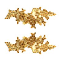 Bothyi - 2 Uds Apliques De Encaje Adornos De Encaje Para Coser Decoración Vestido De Noche Dorado