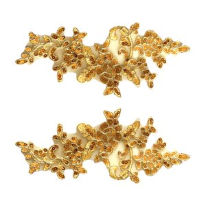 Bothyi - 2 Uds Apliques De Encaje Adornos De Encaje Para Coser Decoración Vestido De Noche Dorado
