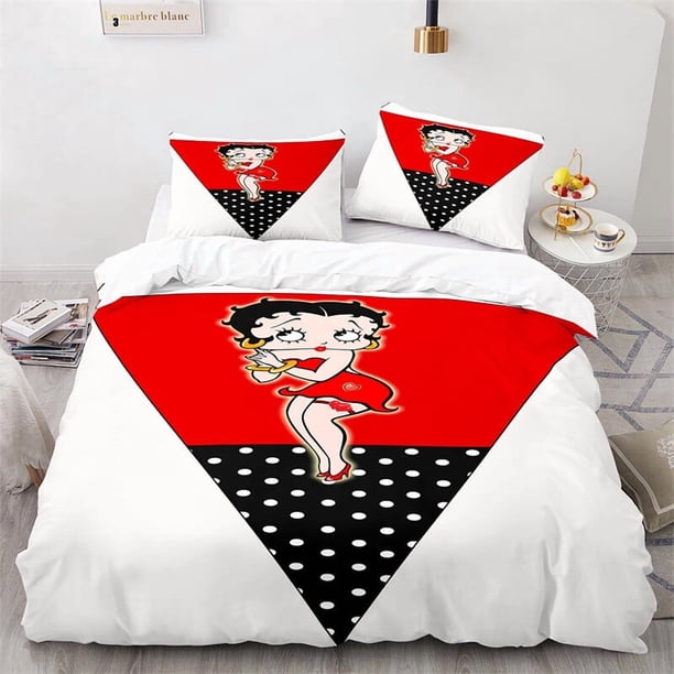 Cover Set Bedding Set Home Textiles Inverted Triangle Betty Boop Gift3-Piece Bedding Set (1 Duvet Cover + 2 Pillow Shams)
