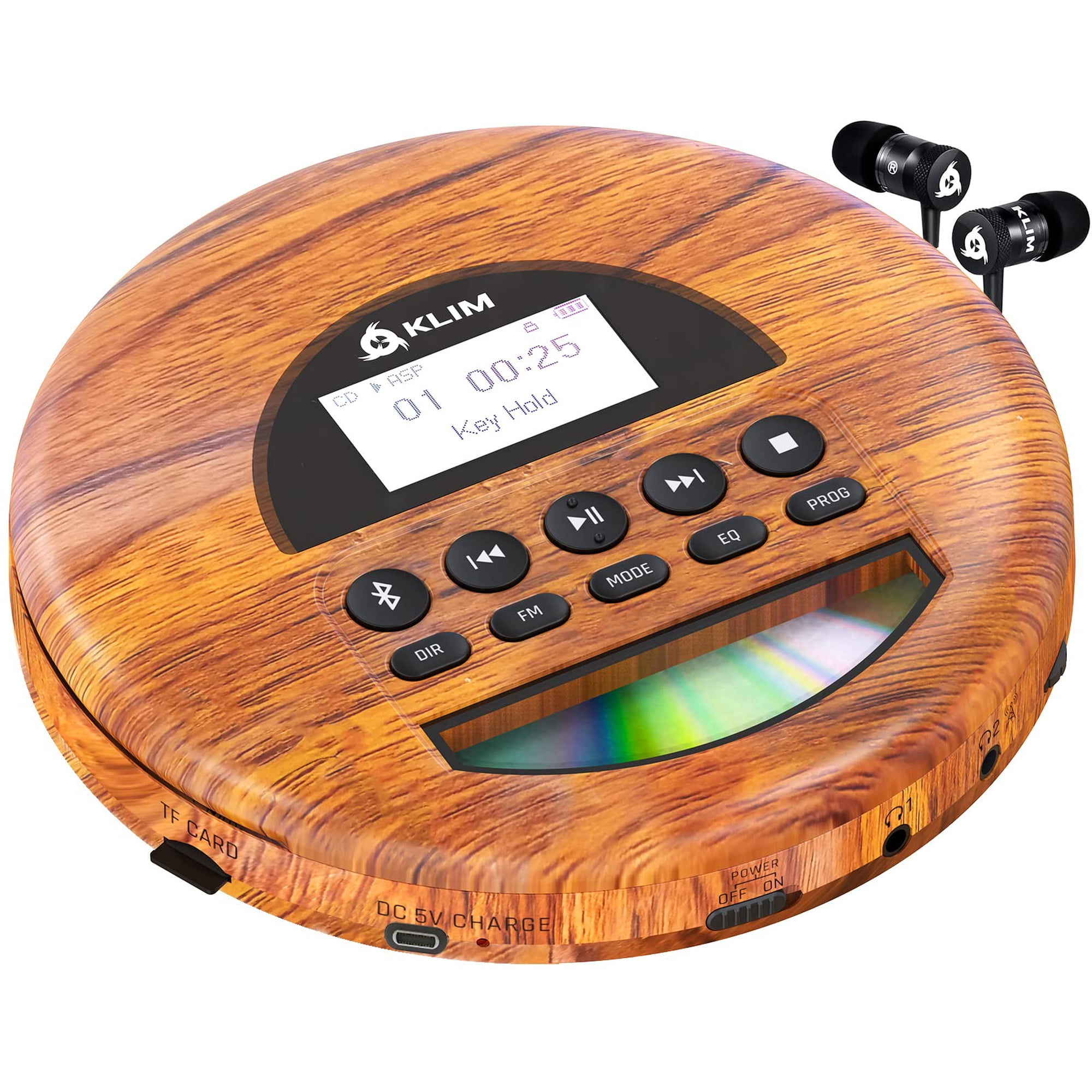 Klim - Reproductor De Cd Portátil Nomad Wood Con Bluetooth Y Radio Fm