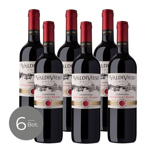 Pack X6 Vino Valdivieso Reserva Carmenere 750 Cc