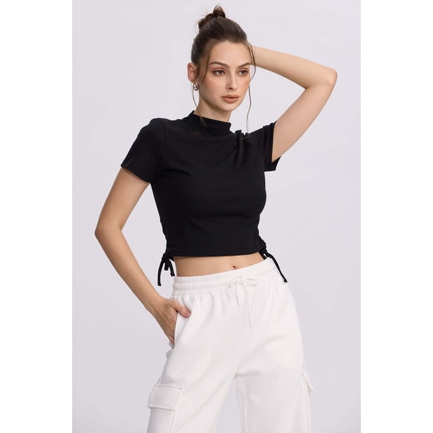 Polera Mujer Recogido Costado Negro - lll