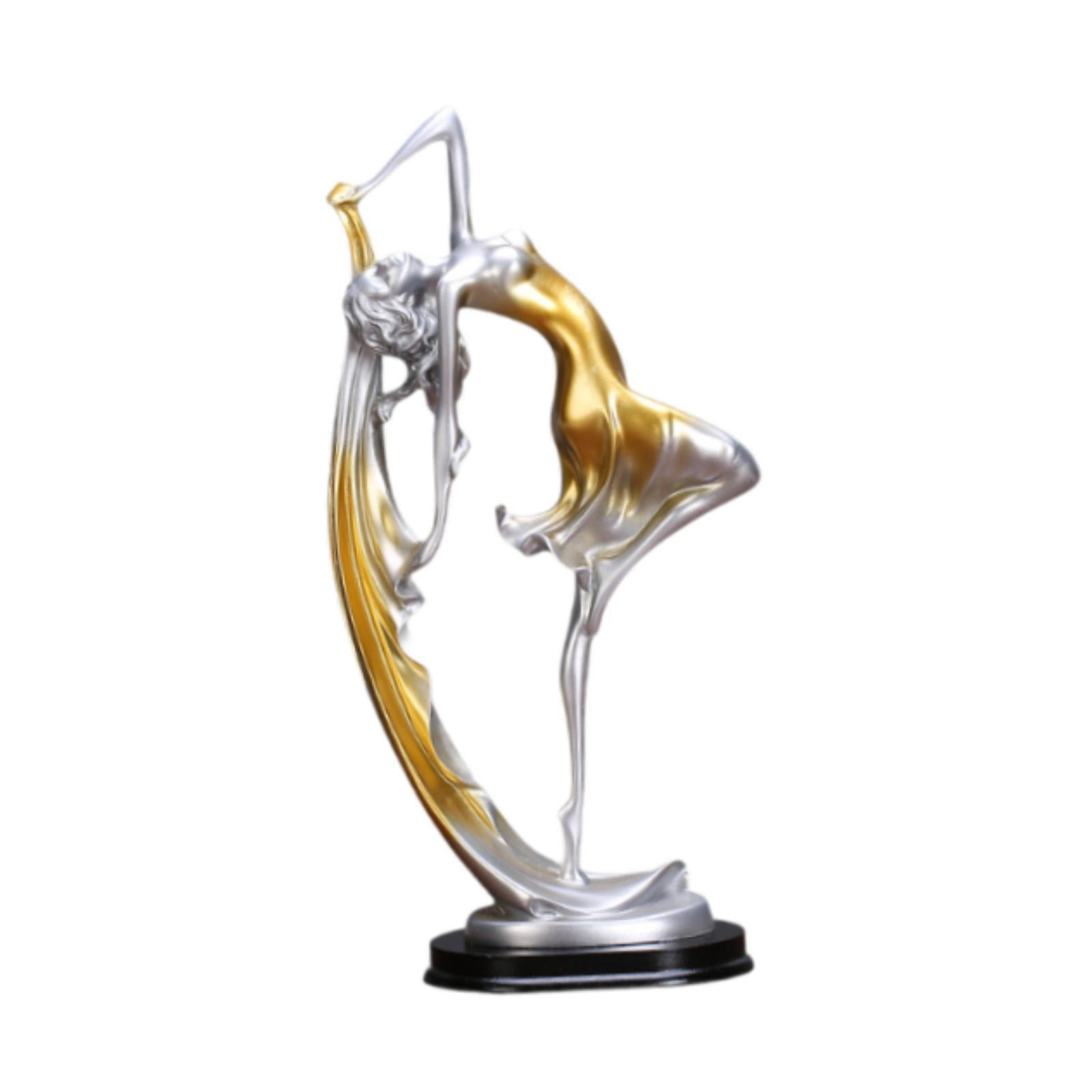 Magideal - Estatua De Bailarina, Adorno De Escritorio, Escultura Artística Decorativa De Resina, Figura De Bailarina Para Mueble De Tv, Estantería, Dormitorio, M Oro