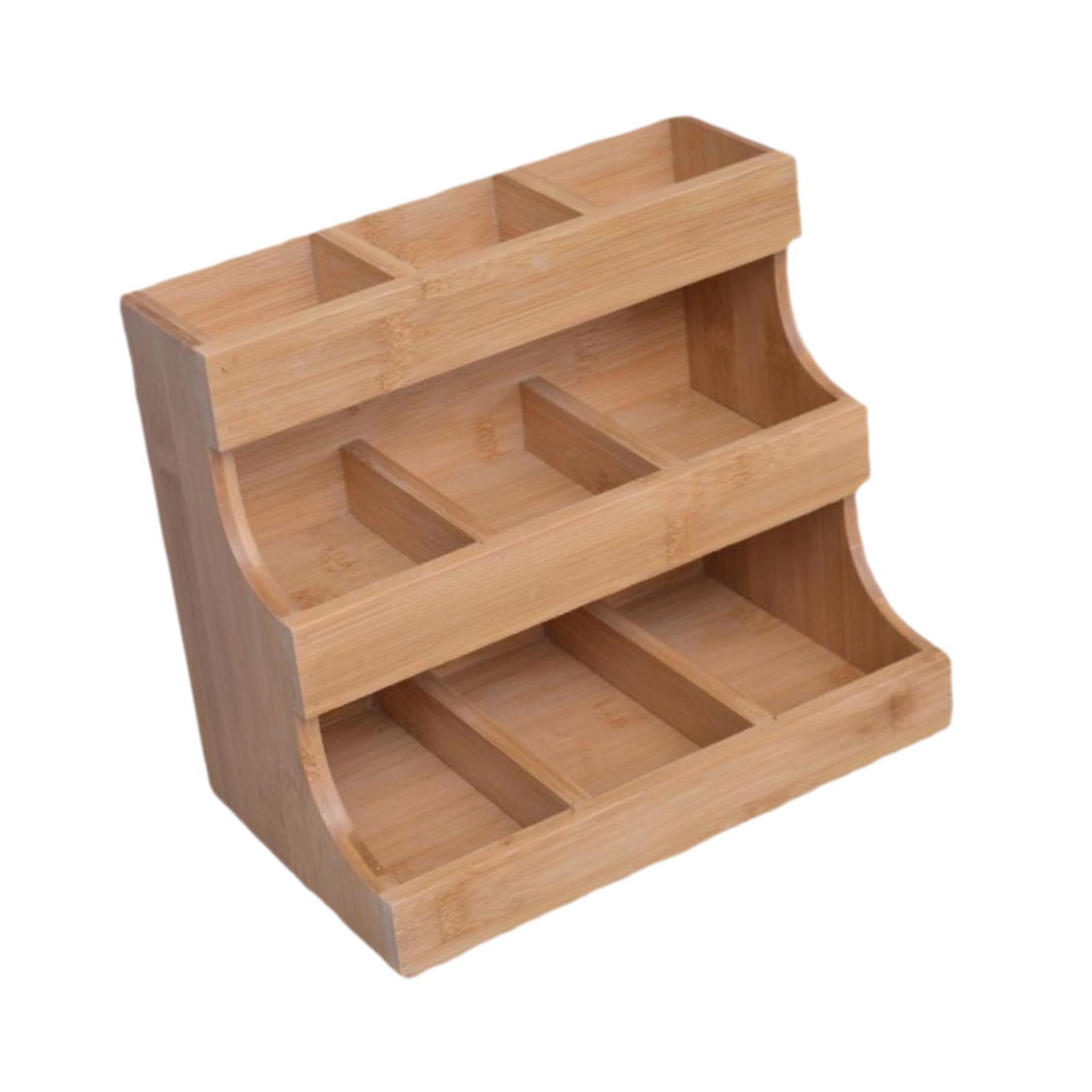 Magideal - Contenedor De Caja De Té De La Bolsa De Té Organizador De Madera, Organizador De La Estación De Café Organizador De La Estación De Té Vertical Soporte