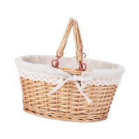 Ioensy - Canasta De Picnic Con Mango De Canasta De Almacenamiento De Ratán Para La Boda De Jardín De La Granja Blanca