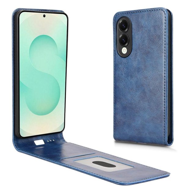 Funda tipo folio para Samsung Galaxy S25 Edge con soporte magnético y protección para la cámara Azul