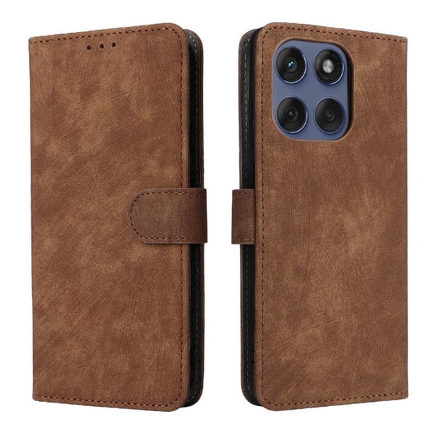 Funda Billetera para Motorola Moto Edge 60 Fusion con Soporte - Cartera de Cuero con Ranuras Marrón