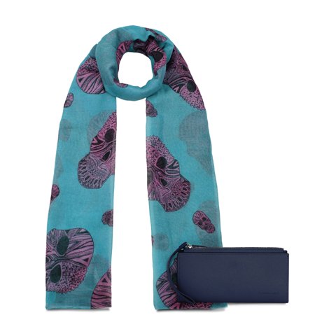Kubayoff - Carven - Pack Bufanda Omani Turquesa + Billetera Delia Azul