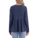 thumbnail image 3 of INSPIRE CHIC Top de Punto de Waffle para Mujer con Mangas Largas Blusas Peplum Babydoll XS Azul Oscuro, 3 of 6