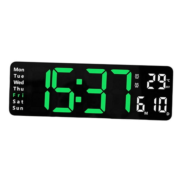 Modern Digitals Reloj De Pared Calendario Brillo Ajustable NightStand Verde