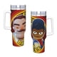 thumbnail image 4 of Hola Vecino Vaso aislado de acero inoxidable con asa, diseño temático, regalo para familia, amigos y fans; incluye pajita y encaja en el portavasos estándar, 40 oz, 4 of 6