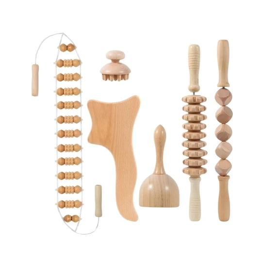 Genérico - Kit 6pcs Rodillo Para Masaje Maderoterapia Maderos Gua Sha Madera